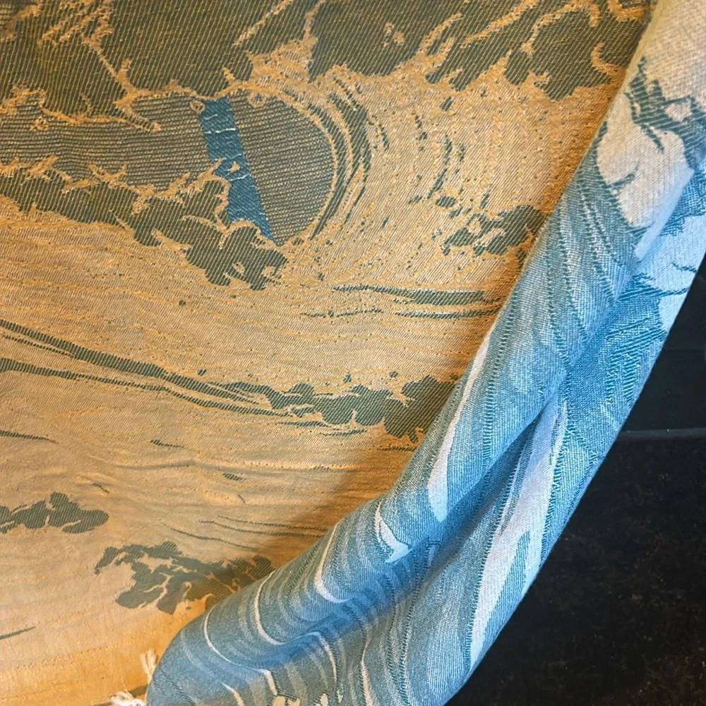 SWELL DAY SUN + OCEAN Tapestry Wall Art Woven Green + Mustard Blue + Yellow NEW!